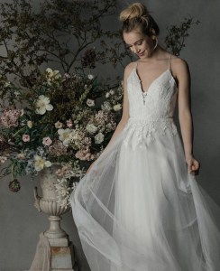 Bride with urn of flowers