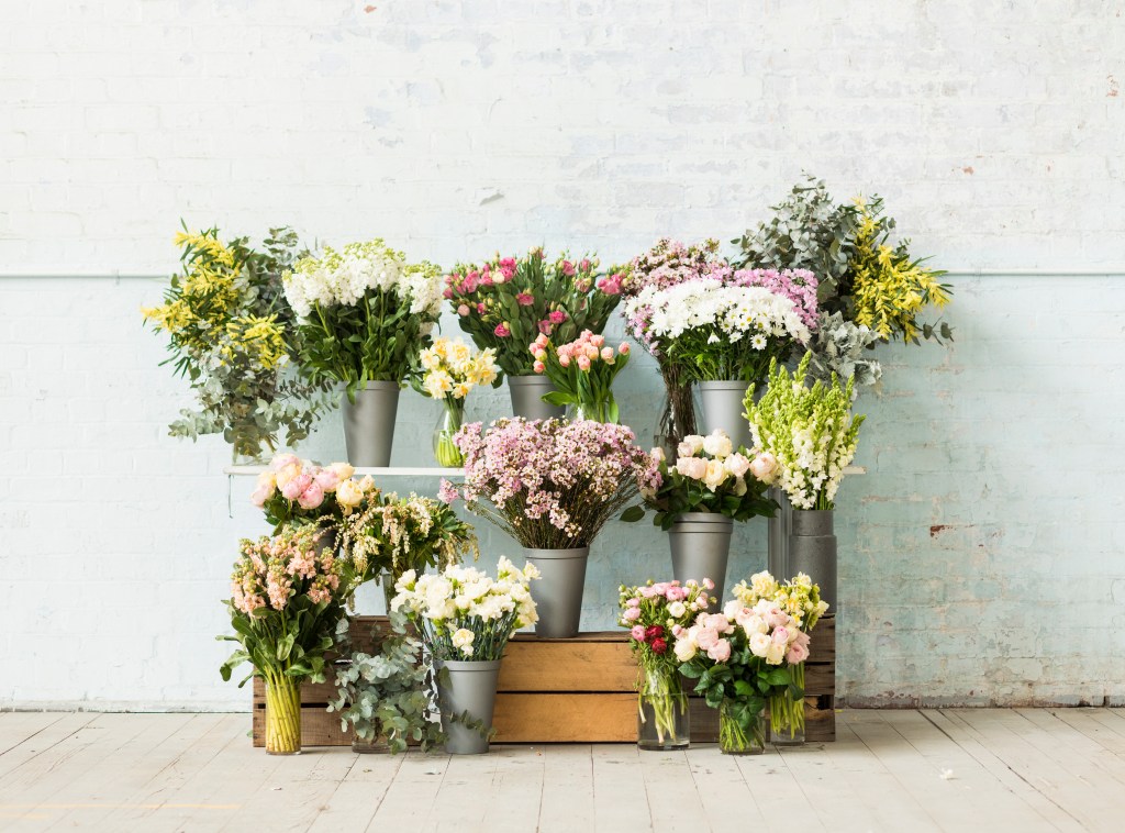 Buckets of flowers